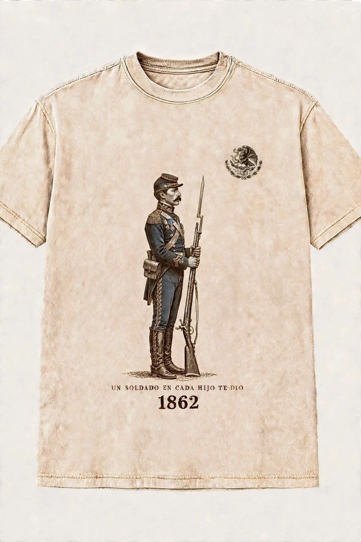 UN SOLDADO EN CADA HIJO TE DIO — 1862 Puebla Tee | Stone Wash Beige