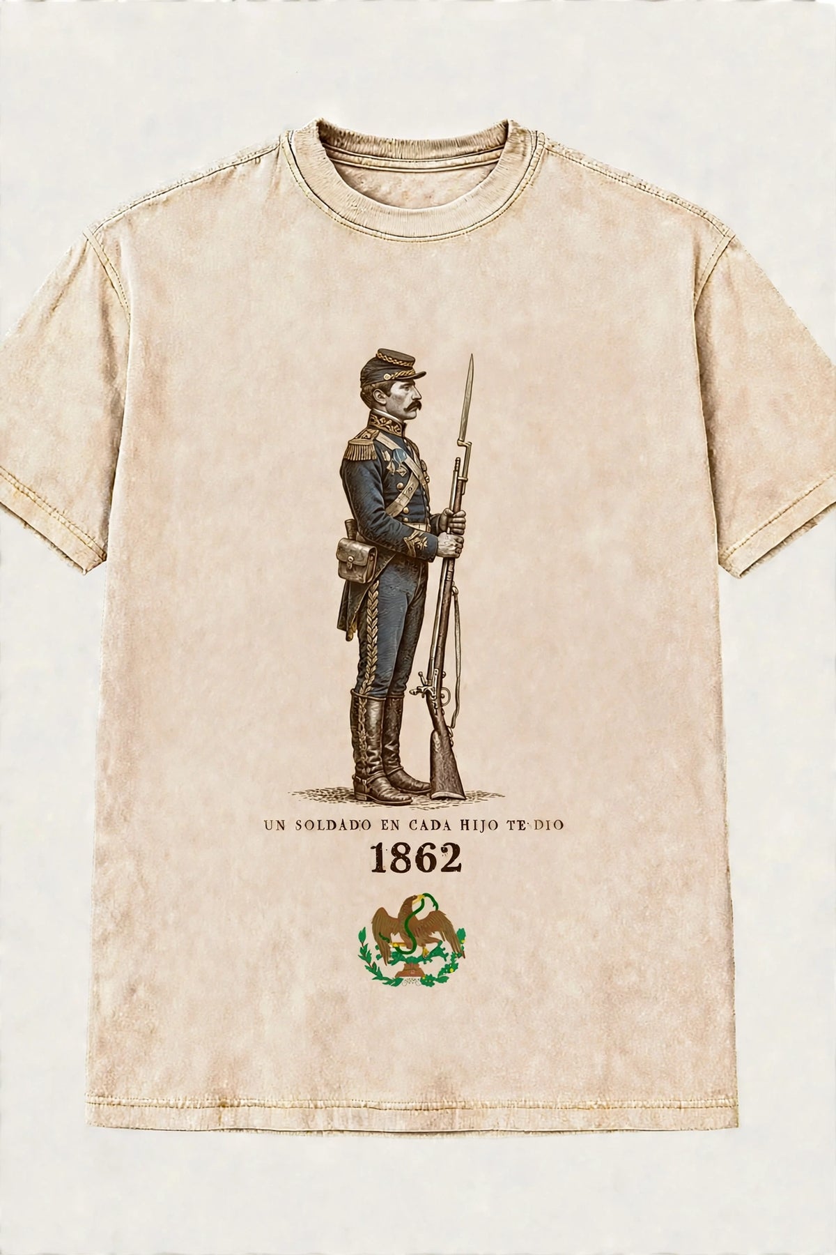 UN SOLDADO EN CADA HIJO TE DIO — 1862 Puebla Tee | Stone Wash Beige